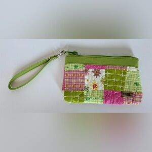 Donna Sharp Hershey's Quilted Patchwork Wristlet Clutch | Pink Green | Preowned